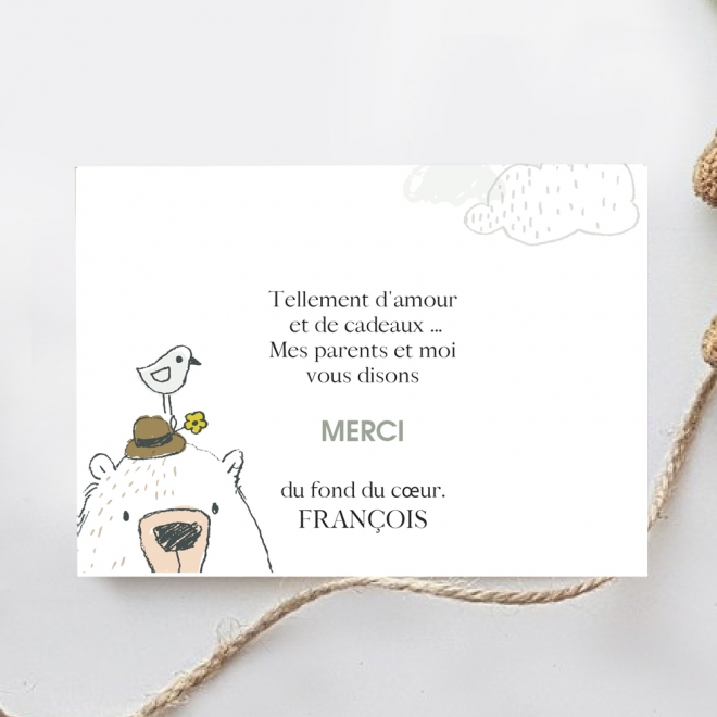 Carte remerciement nassance RE216001