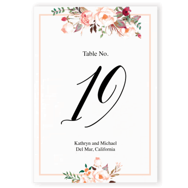 Número de mesa a juego con la invitación