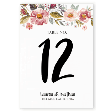 Número de mesa a juego con la invitación