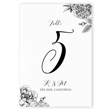 Número de mesa a juego con la invitación